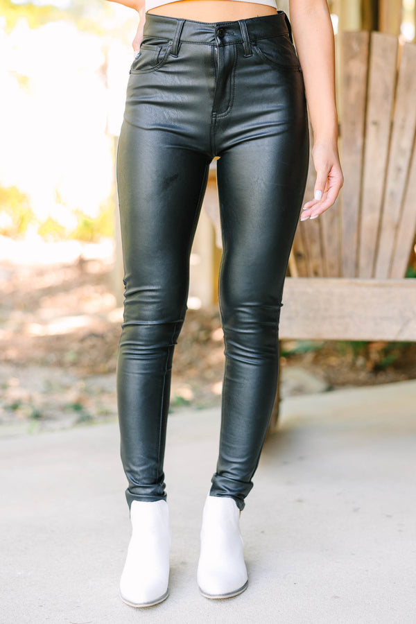 Matte black vegan leather trousers